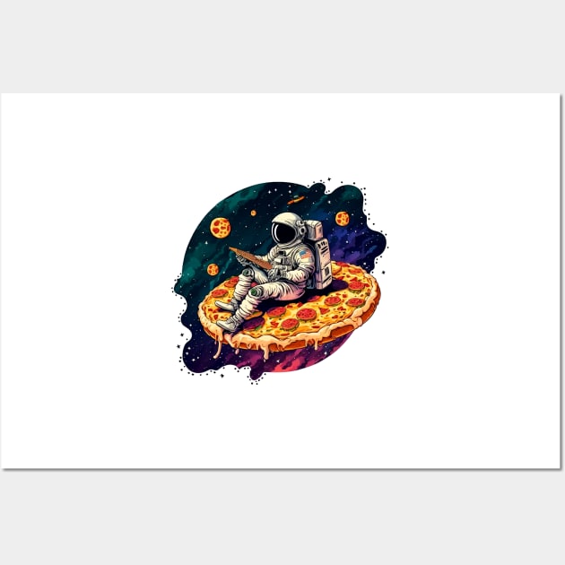 Astronaut in space eating pizza Wall Art by ramith-concept